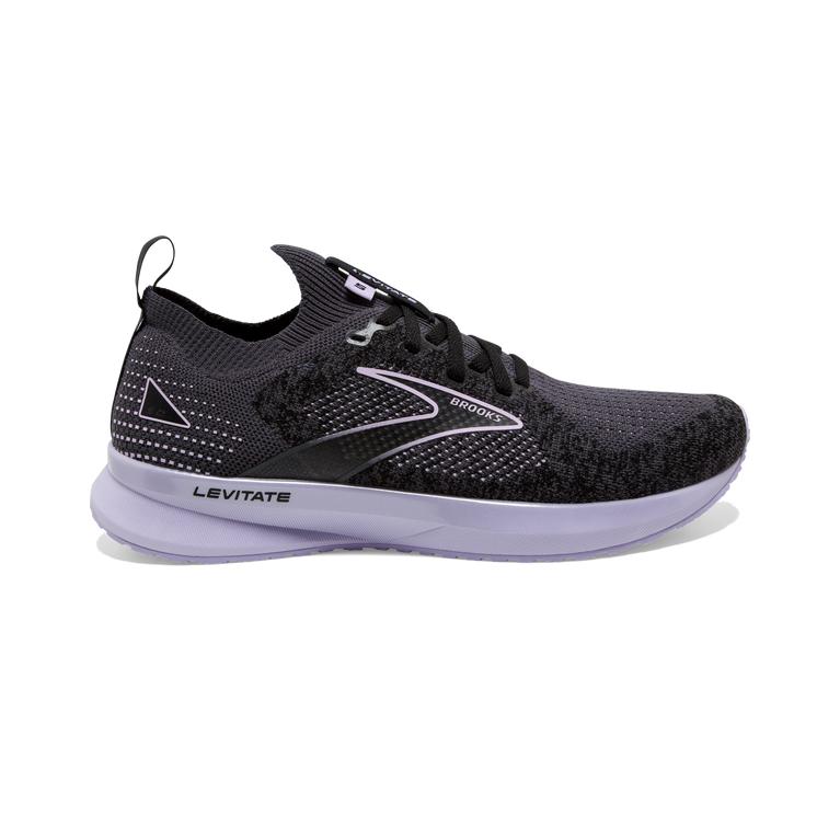 Brooks Levitate StealthFit 5 Energy-Return Womens Road Running Shoes - Black/Ebony/grey Charcoal/Med